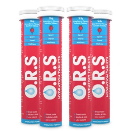 O.R.S Hydration Tablets with Electrolytes, Vegan, Gluten and Lactose Free Formula – Soluble Sports Hydration Tablets with Natural Strawberry Flavour, 96 Tablets (Pack of 4 x 24)