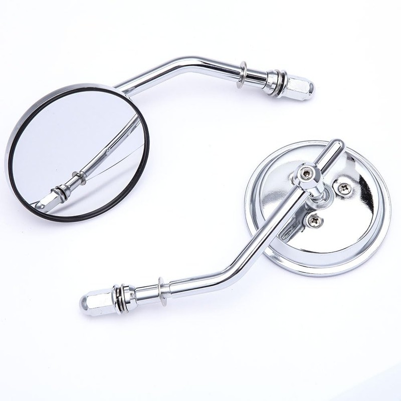 goodfitment M8 M10 Chrome Motorcycle Mirrors,2Pcs Universal Round Shape Rear