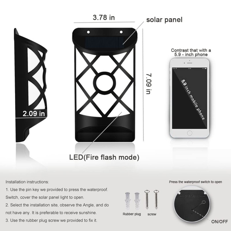 Aityvert Solar Flame Lights Outdoor, Waterproof Flickering Flame Solar Lights