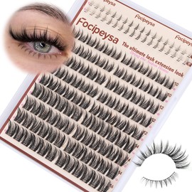Focipeysa Focipeysa Wispy Lash Clusters Natural Eyelash Clusters Pesta?as Postizas Naturales Spiky Manga Lash Extensions C Curl Individual Lashes 10-16mm with Bottom Lashes Clusters DIY Lash at Home
