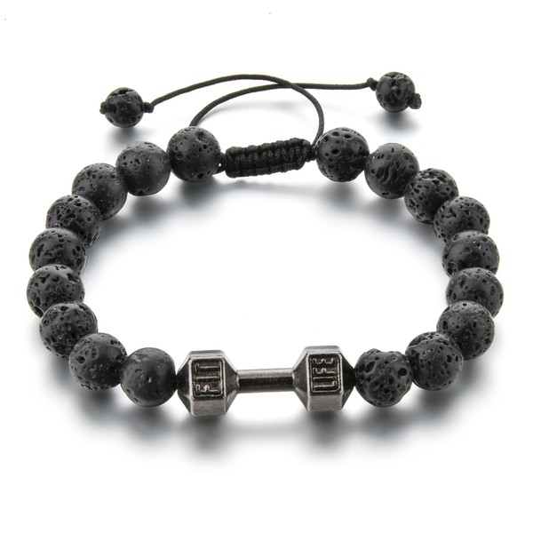 Manhattan Edge Adjustable Lava Rock Beaded Bracelet Essential Oil Diffuser for Men Aromatherapy Ideal for Anti-Stress or Anti-Anxiety, Clean Look & Edgy Bad Boy Vibe.
