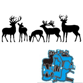 5Pcs/Set Christmas Deer Elk Metal Die Cuts Cutting Dies, Christmas Deer Elk Paper Cards Cutting Dies Cut Stencils for DIY Embossing Card Making Book Tags Decorative Paper Dies Scrapbooking
