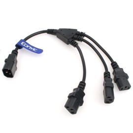 Eonvic IEC 320 C14 Male to 3x C13 Female Y Splitter Power Cable 0.3 m Black