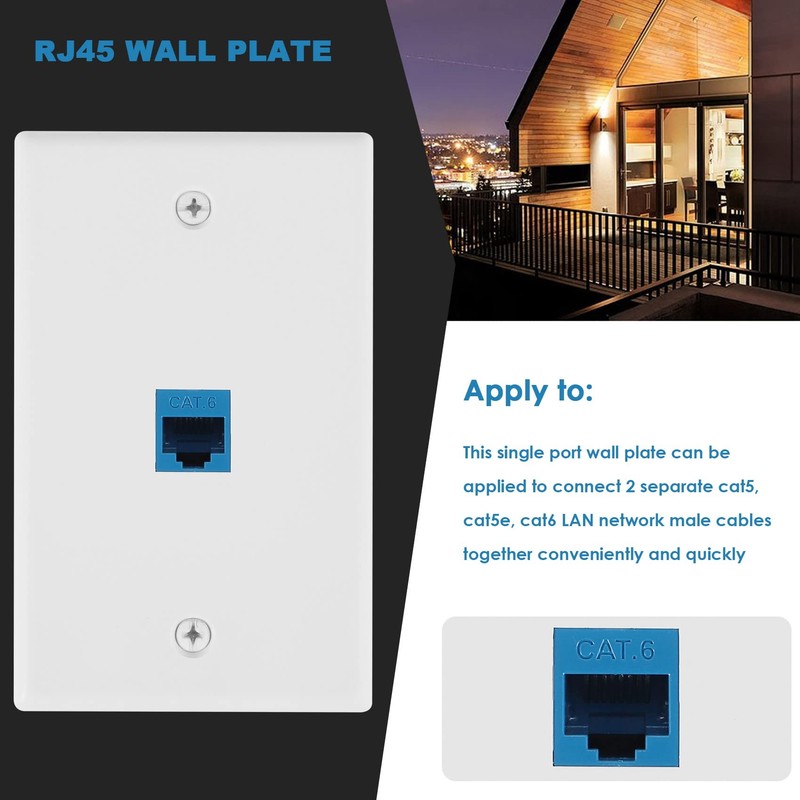 YUPVM 10 Pieces Ethernet Wall Outlet Plate Cat6 RJ45 Wall