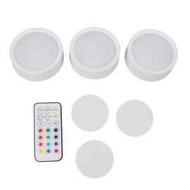 LED Puck Light with Remote Control 13 Colors Battery Powered Under Cabinet Lighting Wireless Closet Counter Light