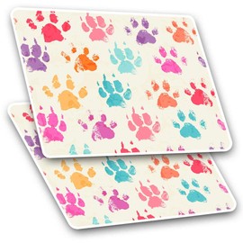 Rectangle Stickers (Set of 2) 10cm - Funky Paw Prints Animals Pets Fun Decals for Laptops,Tablets,Luggage,Scrap Booking,Fridges, #8479