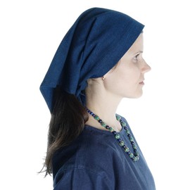 HEMAD Medieval Laudamie Cotton Headscarf, White, Beige, Black, Red, Brown, Green, Blue, LARP, blue