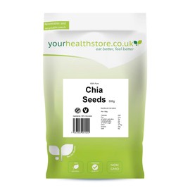 yourhealthstore Raw Chia Seeds 500g, 100% Natural, Vegan, High in Fibre, Gluten Free, (Resealable and Recyclable Pouch)