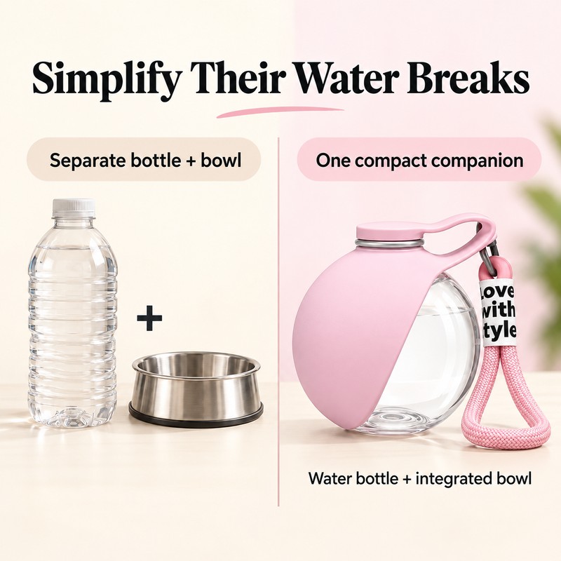 Portable Dog Water Bottle with Drinking Bowl – Compact 285