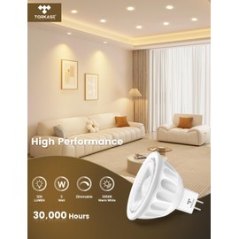 Torkase MR16 LED Bulb Dimmable,GU5.3 Bi-Pin Base MR16 LED Bulbs,5W(50W Equivalent),Outdoor Landscape 12V Low Voltage Light Bulbs,3000K Soft Warm White Recessed Tracking Spot Lights,UL Listed-10Pack