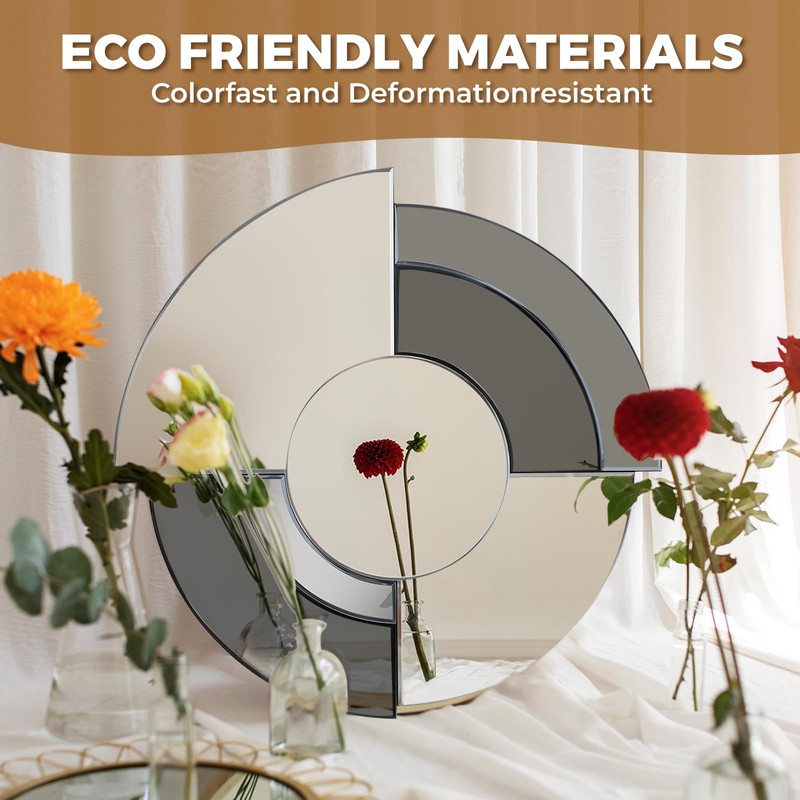 QDSSDECO Cyclone Mirror Sunburst Wall Mirror 31.5" Beveled Edge Frameless