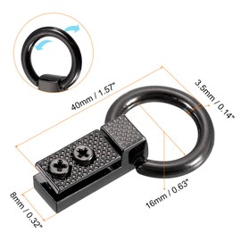 QUARKZMAN Bag Side Clip Buckle, 8 Pieces 0.28 Inch Metal Hanging Handbag Strap Connector with D-Ring for DIY, Shoulder Strap, Shoulder Strap (Metallic Black, 40 mm)