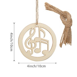 Music Note Wooden Ring Musical Note Hanging Wood Wall Art Unfinished Ornaments for Christmas Wedding Birthday Party Decoration 24Pack