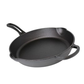 Mirro MIR-19052 10" Pre-Seasoned Ready to Use Round Cast Iron Skillet with Helper Handle, Black