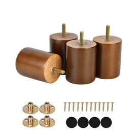 Maricome 3 in Wooden Legs Set of 4, Solid Round Wood Replacement Feet Predrilled M8 Bolt，Suitable for Sofa Couch Dresser Ottoman Cabinets Chair Screw in