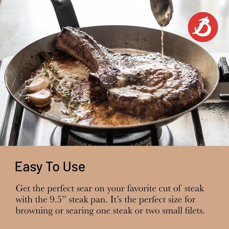 De Buyer MINERAL B Carbon Steel Steak Pan - 9.5”