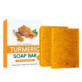 Turmeric Soap, Turmeric Soap Bar for Face and Body, Turmeric Soap - Enough Dark Spots, Improves Skin Tone, Exfoliation (Turmeric), Pack of 2