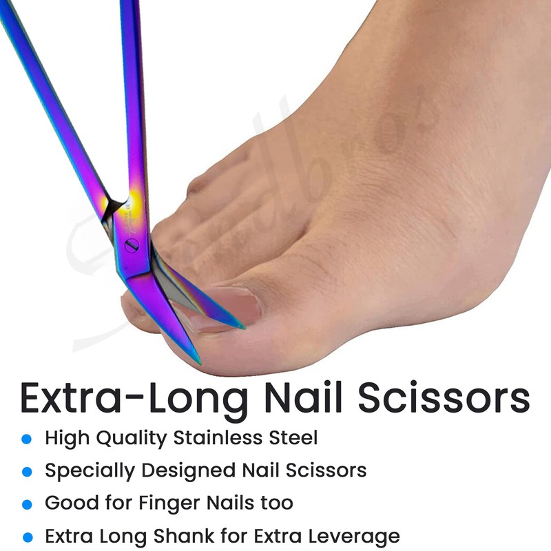 Long Handled Toenail Clippers for Thick Nails, 7.5" Angled Tip