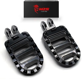 MZS Motorcycle Foot Pegs, Front Wide Footpegs MX Serrated Pedal Rest CNC Black Compatible with Vulcan S 650 S650 EN650 Cafe 2016-2023