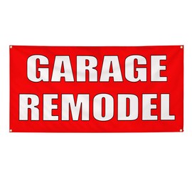Vinyl Banner Multiple Sizes Garage Remodel Red Home Remodeling Business Outdoor Weatherproof Industrial Yard Signs Red 4 Grommets 24x36Inches