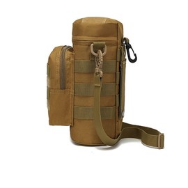 HOUSON Tactical Bottle Bag, Nylon Water Bottle Holder Backpack Bottle Holder Military Drinking Bottle Pouch with Pocket for Hiking Bicycle Running Camping Black