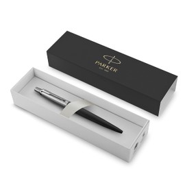 Parker Jotter Ballpoint Pen Bond Street Black with Chrome Trim Medium Point Blue Ink Gift Box (1953184)