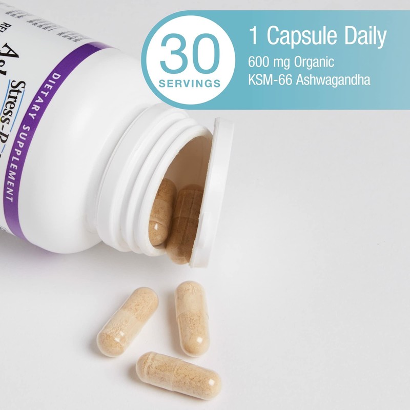 Stress-Relax KSM-66 Ashwagandha 600 mg by Natural Factors, 30 vegetarian