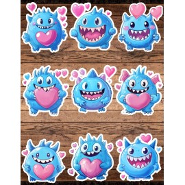 Unbranded Blue Valentine Monster Die Cut Vinyl Stickers Scrapbooking Laptop Waterbottle