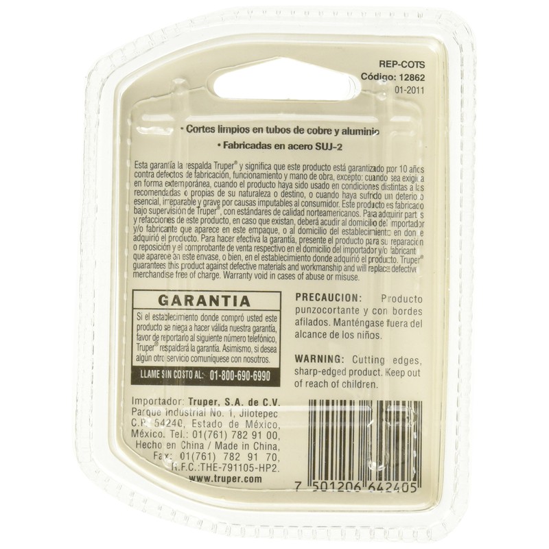 Truper REP-COTS, Repuesto de cuchillas para cortador de tubo COT-16-50,