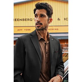 PJ PAUL JONES Mens Blazer Two Buttons Mens Sport Coats and Blazers Lightweight Sport Jacket Notched Lapel Black Men Medium