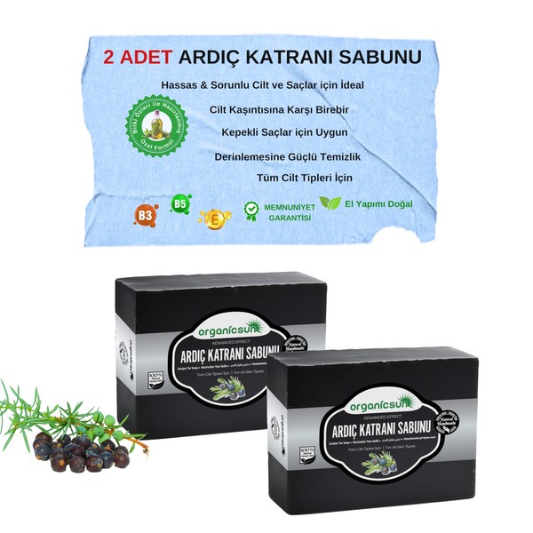 Organicsun Doğal Ardıç Katranı Sabunu 140 Gr x 2 Adet