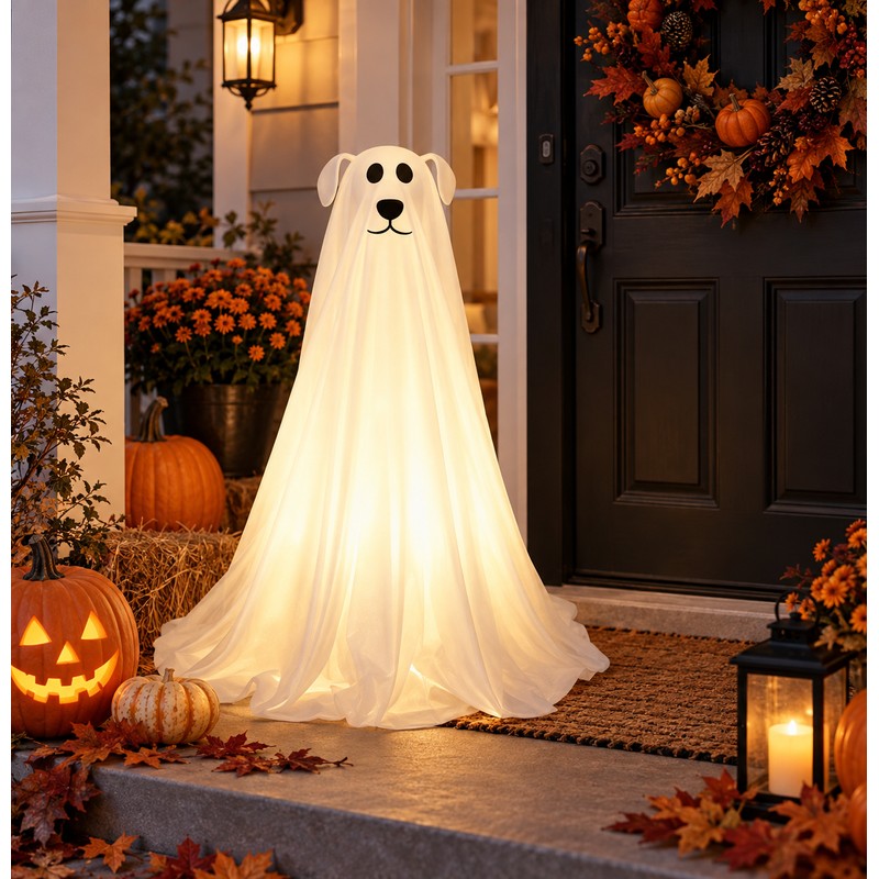 LED Ghost Dog Halloween Decoration with Remote Control – Lightweight