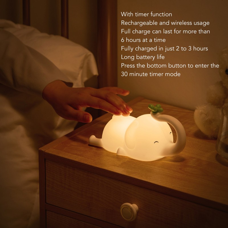 Night Light Silicon Elephant Nursery Night Lights 3 Brightness USB