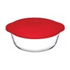 Pasabahce Borcam Plastic Red Lid Round Transparent Casserole Dish 1.45