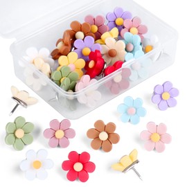 30pcs Flower Push Pins,Push Pins for Cork Board Decorative Thumb Tacks Cute Push Pins for Cork Board Fun Thumb Tacks for Photo Wall, Feature Wall,Map, Bulletin Board, Office or Home
