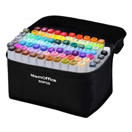 MemOffice 80 Colors Dual Tip Artist Alcohol Markers Set with Carrying Case - Perfect for Coloring, Drawing, Sketching, Card Making and Illustration - Perfect for Adults and Kids