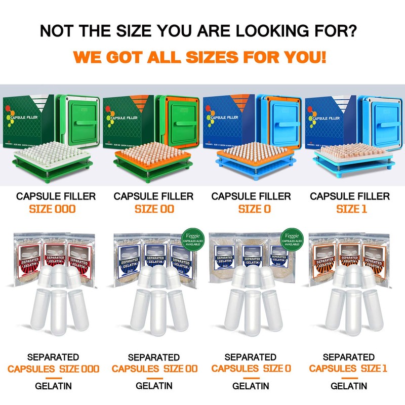 WANANFU Capsule Filling Machine for Size 1 Empty Capsules Vegetarian