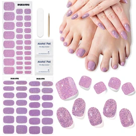 DUKASOU Nagelfolie UV Härtend - Fußnägel Zum Kleben UV Gel Nagelfolie Selbstklebend Nail Stickers 2 Set,UV-Lampe Erforderlich,Lang Anhaltende (Glänzendes Rosa)