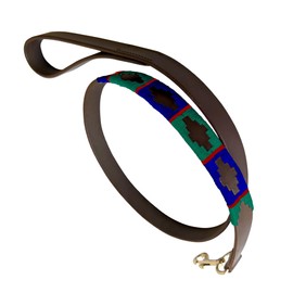 Carlos Diaz Genuine Leather Waxed Embroidered Polo Dog Lead