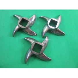 3-PACK Size #8 Stainless Steel meat grinder knife for LEM, Cabelas, Northern Tool, Weston etc