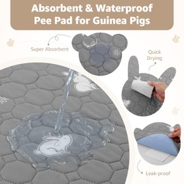 PICK FOR LIFE 4 Packs Guinea Pig Cage Liners Washable Reusable Guinea Pig Pee Pad, Waterproof Fast Absorbent Guinea Pig Mat Non-Slip Bedding for Small Animal Chinchilla Rabbit Hamster Puppy 30x30 cm