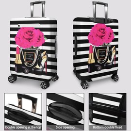 Vehcimbev Fashion Accessory Travel Luggage Cover Fashion Girl Perfume and Lipstick and Heels Travel with Pocket Suitcase Cover Anti-scratch Suitcase cover Fits 18-20 Inch