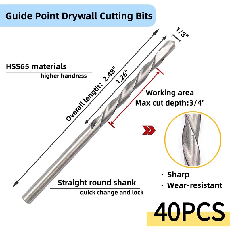 42 Pieces Drywall Cutting Tools, 1/8 Inch(40pcs) and 3/16 Inch(2pcs)