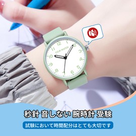 【Examination Wrist Watch】Silent Second Hand Analog Simple Cute Fashionable Popular 3 ATM Waterproof Luminous Easy to Read Men's Women's Exam Takers High School Students Middle School Students Boys