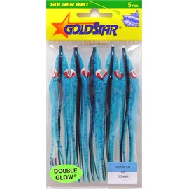Silver Horde 10808144 Squid (Octopus 3.5) (4¼”) 5/pkg. Glow/Blue Spatter, one Size