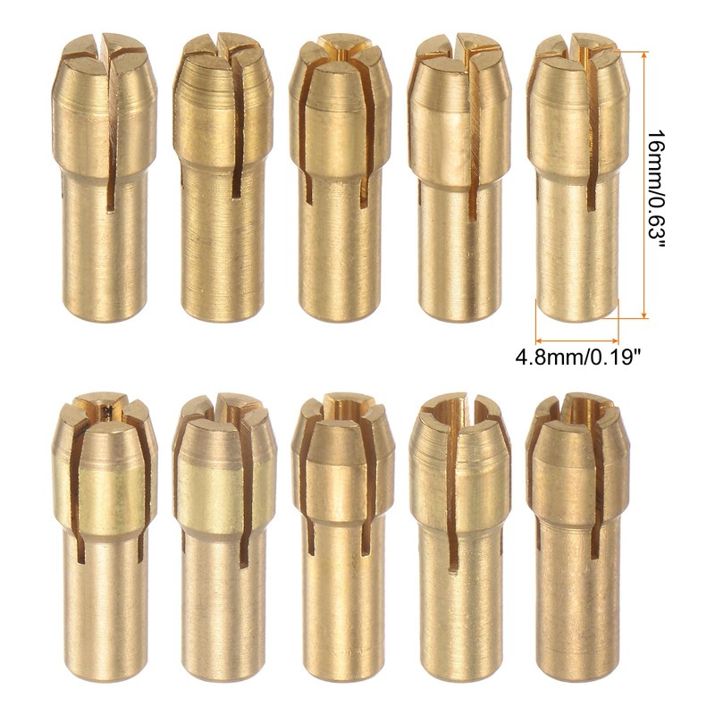 sourcing map 10pcs Brass Collet 0.5-3.2mm Brass Drill Chucks Mini