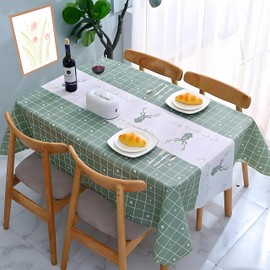 yayafunfun Plastic Tablecloth 1pc 137 * 180cm Waterproof Elk PVC Table Cloth Wipeable Table Cover Rectangular,Animals Cover Wipe Clean Tablecloth Oil Cloth Outdoor Indoor Tablecloth for Party,Picnic