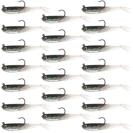 Felimoa Jig Head Worm Soft Lure, Approx. 0.2 oz (6.5 g), Set of 20