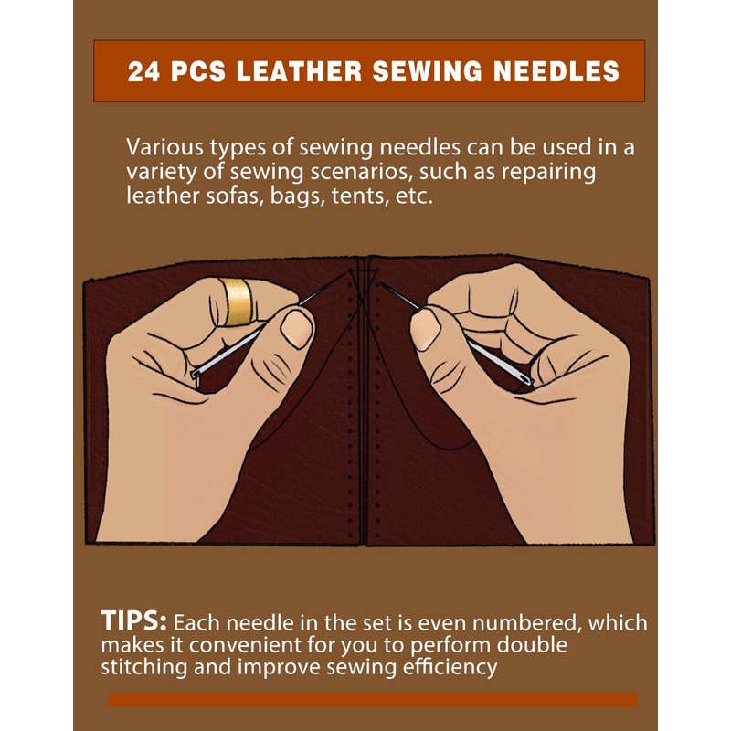 FOUSNOW 36 Pcs Heavy Duty Sewing Needles Kit, Curved Sewing