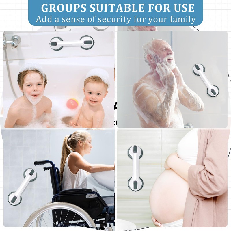 2-Pack Shower Handle Safety Grab Bars with Suction Cups for